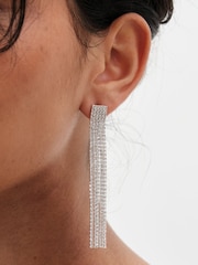 Mood Silver Tone Crystal Diamante Drop Earrings - Image 1 of 1