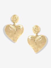 Mood Gold Tone Hammered Matte Twisted Heart Drop Earrings - Image 1 of 3