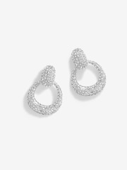 Mood Silver Tone Crystal Doorknocker Drop Earrings - Image 1 of 3