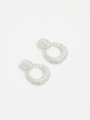 Mood Silver Tone Crystal Doorknocker Drop Earrings - Image 2 of 3