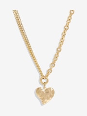 Mood Gold Tone Hammered Matte Twisted Heart Double Chain Necklace - Image 1 of 3