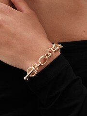 Mood Gold Tone Textured Chain T-Bar Bracelet - Image 2 of 3