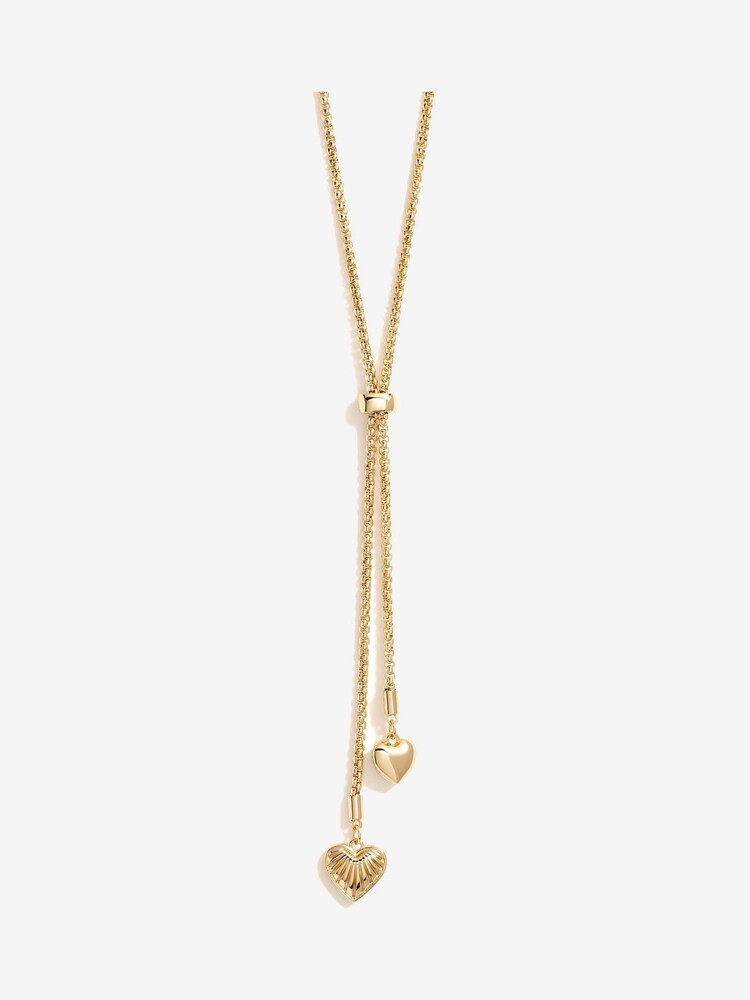 Mood Gold Tone Textured Heart Lariat Necklace - Image 1 of 3 Mood Gold Tone Textured Heart Lariat Necklace - Image 1 of 3
