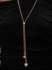Mood Gold Tone Textured Heart Lariat Necklace - Image 3 of 3