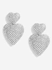 Mood Silver Crystal Heart Stud Drop Earrings - Image 1 of 3