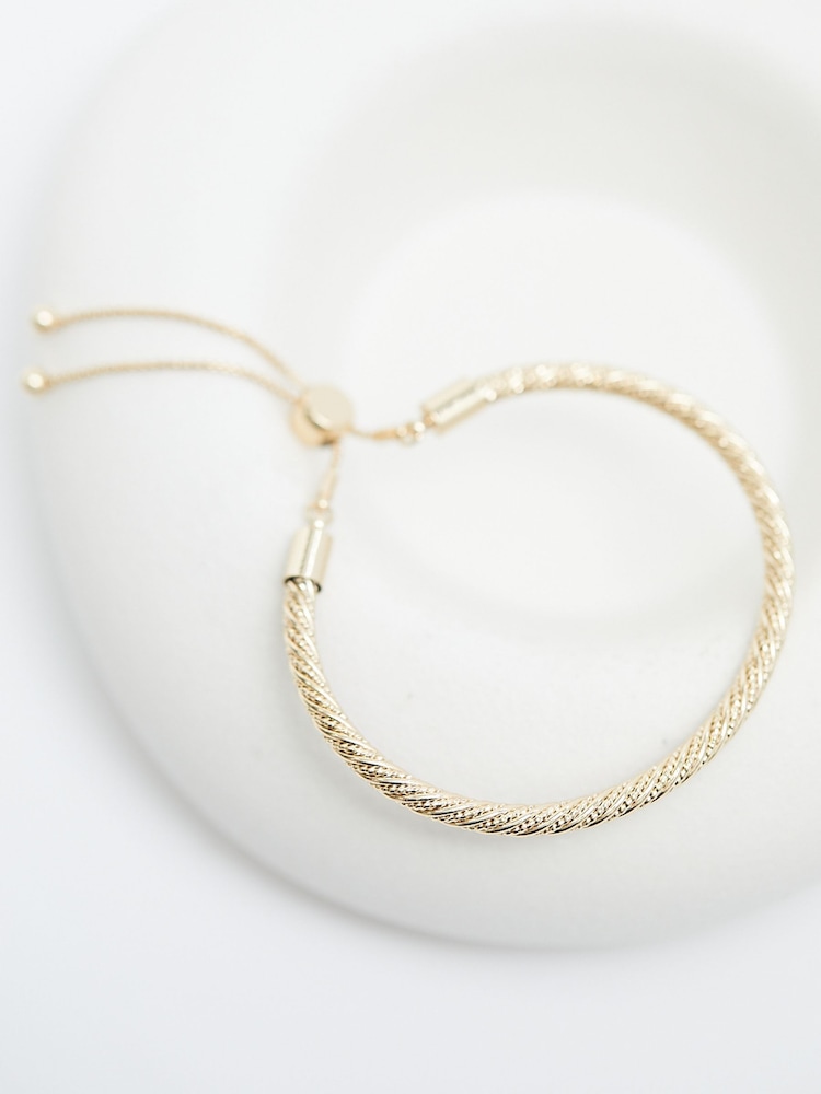 Mood Gold Tone Textured Cuff Toggle Bracelet - Image 2 of 3