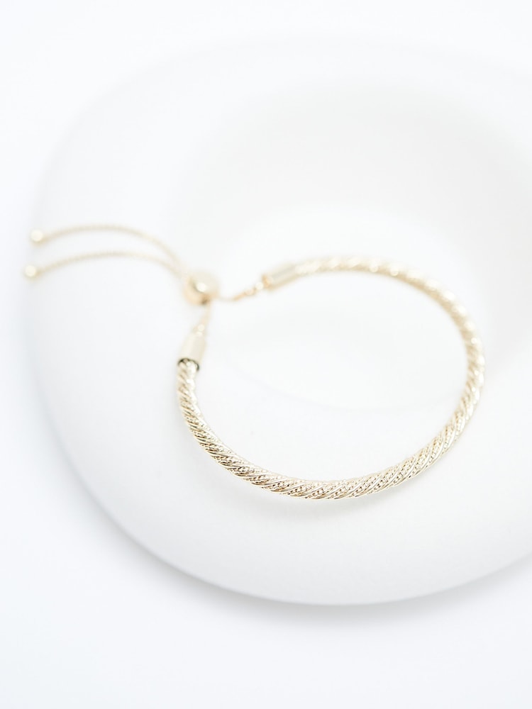 Mood Gold Tone Textured Cuff Toggle Bracelet - Image 3 of 3