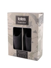 Totes Grey Mens Winter Jersey Mule Slippers - Image 2 of 5