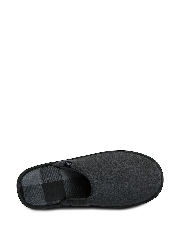 Totes Grey Mens Winter Jersey Mule Slippers - Image 5 of 5