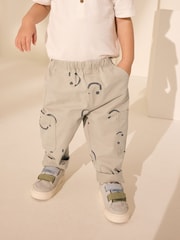 Neutral Smile Print Side Pocket 100% Cotton Pull On Trousers (3mths-7yrs) - Image 1 of 8