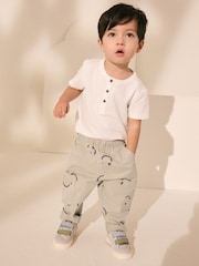 Neutral Smile Print Side Pocket 100% Cotton Pull On Trousers (3mths-7yrs) - Image 2 of 8