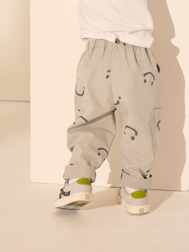 Neutral Smile Print Side Pocket 100% Cotton Pull On Trousers (3mths-7yrs) - Image 3 of 8