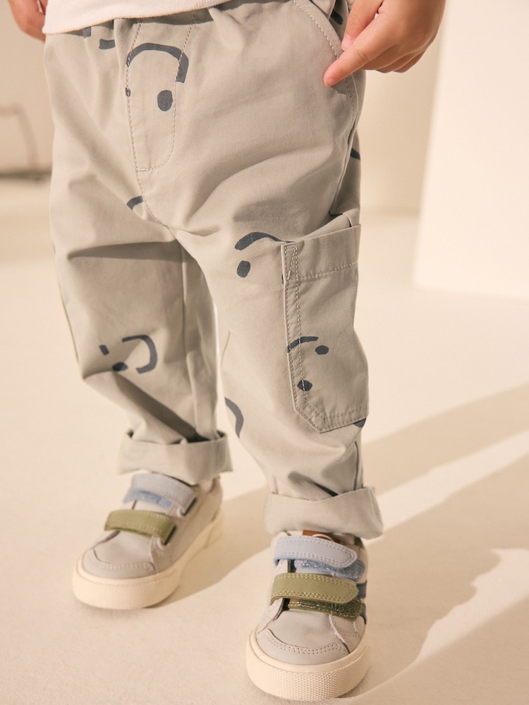 Neutral Smile Print Side Pocket 100% Cotton Pull On Trousers (3mths-7yrs) - Image 4 of 8