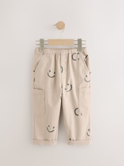 Neutral Smile Print Side Pocket 100% Cotton Pull On Trousers (3mths-7yrs) - Image 5 of 8