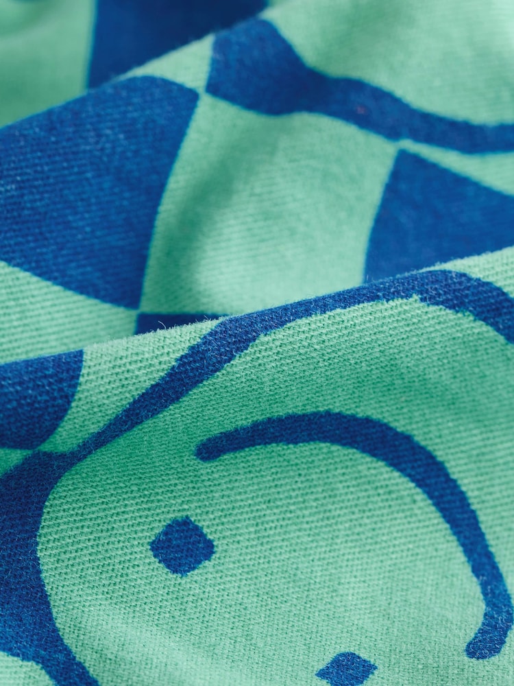 Blue/Green Checkerboard Side Pocket 100% Cotton Pull On Trousers (3mths-7yrs) - Image 6 of 7