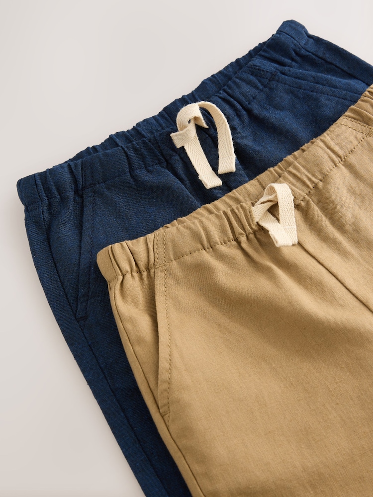 Tan/Navy Linen Blend Trousers 2 Pack (3mths-7yrs) - Image 6 of 6
