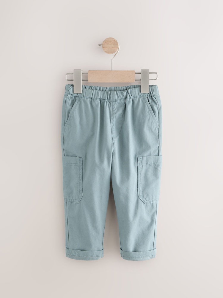 Soft Blue Side Pocket 100% Cotton Pull On Trousers (3mths-7yrs) - Image 1 of 1