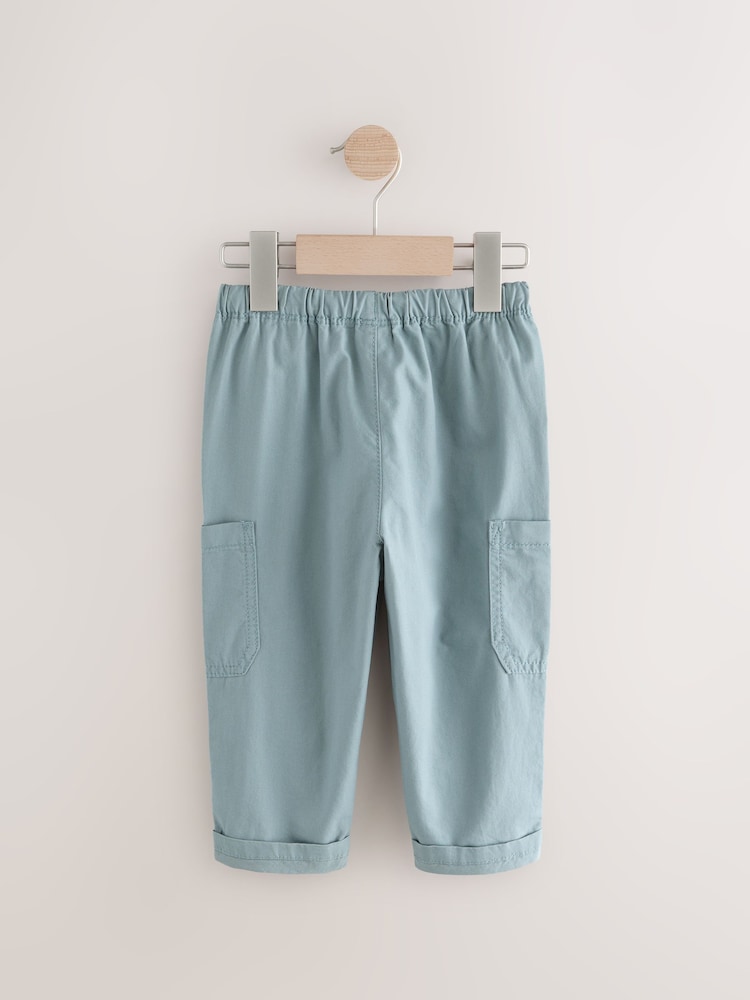 Soft Blue Side Pocket 100% Cotton Pull On Trousers (3mths-7yrs) - Image 2 of 4