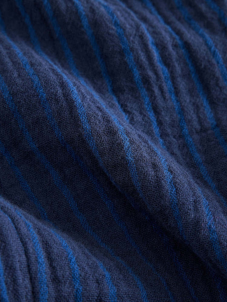 Bleu marine rayé - Pantalons en coton doux texturé 100% (3mois-7ans) - Image 7 of 9