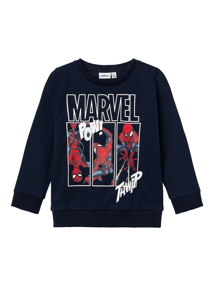 Name It Blue Blue Spiderman Long Sleeve Sweatshirt - Image 2 of 4