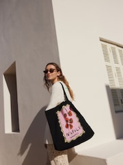 Black Tomato Napoli 100% Cotton Lightweight Shopper Bag - Image 1 of 8