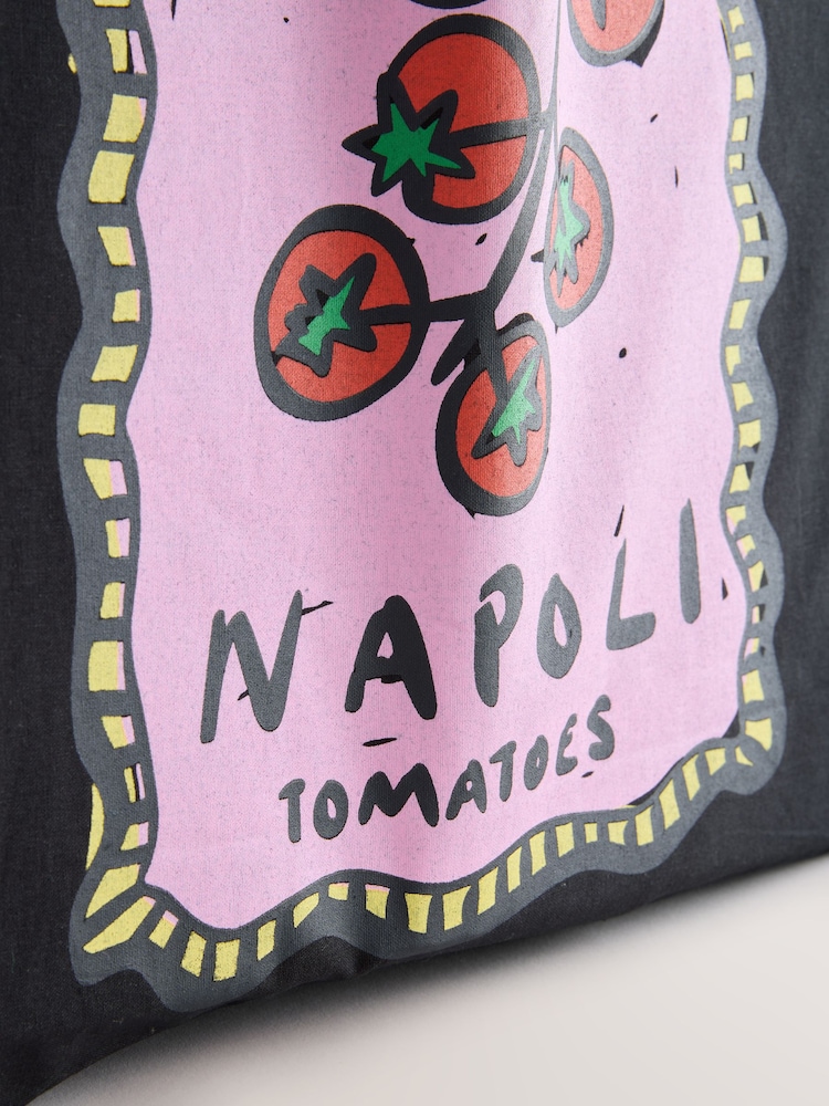 Black Tomato Napoli 100% Cotton Lightweight Shopper Bag - Image 7 of 8