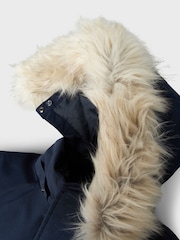 Name It Blue Boys Parka Coat With Faux Fur Hood - Image 4 of 6