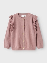 Name It Pink Long Sleeve Frill Metalised Fibre Glitter Cardigan - Image 1 of 1
