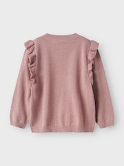 Name It Pink Long Sleeve Frill Metalised Fibre Glitter Cardigan - Image 2 of 3