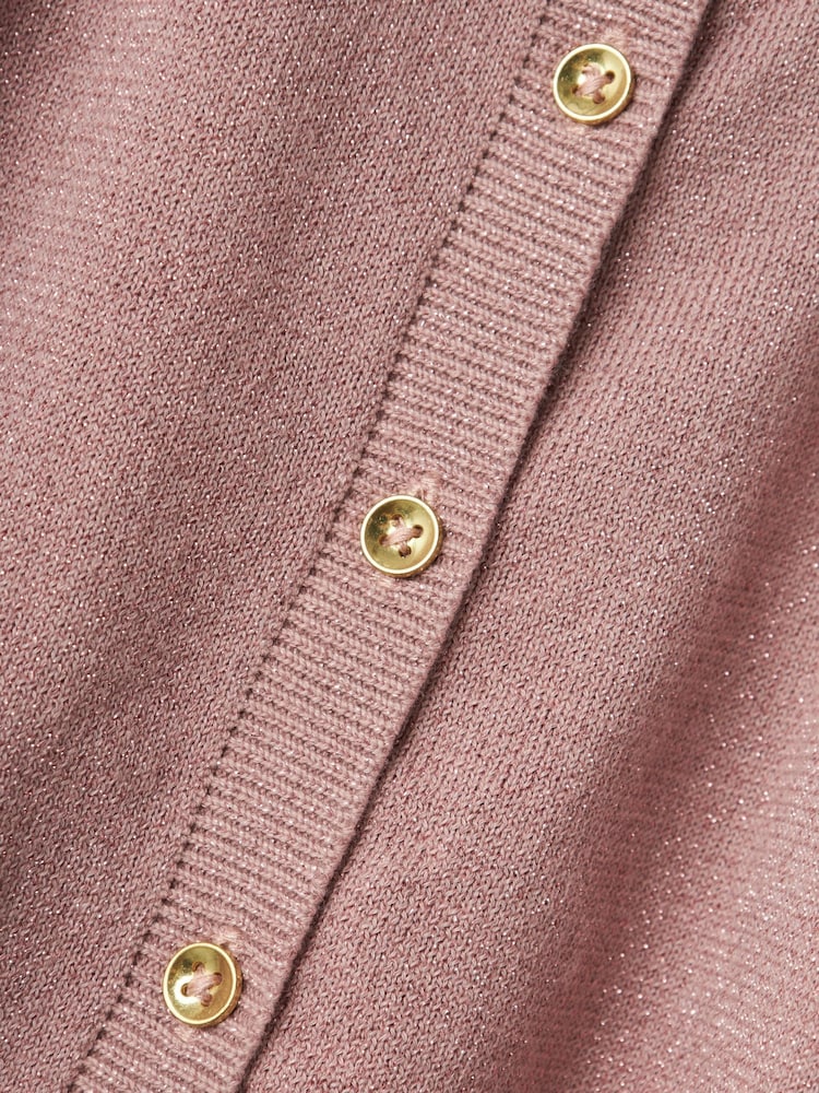 Name It Pink Long Sleeve Frill Metalised Fibre Glitter Cardigan - Image 3 of 3