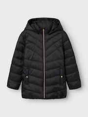 Name It Black Girls Padded Hooded Jacket - Image 2 of 4