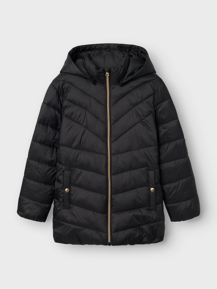 Name It Black Girls Padded Hooded Jacket - Image 2 of 4