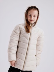 Name It Cream Girls Padded Hooded Jacket - Image 1 of 5