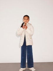 Name It Cream Girls Padded Hooded Jacket - Image 2 of 5