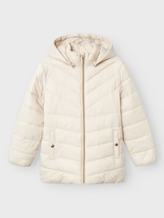 Name It Cream Girls Padded Hooded Jacket - Image 3 of 5