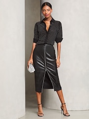 Lipsy Black Petite Beaded Luxury Button Through Embellished Shirt - Image 2 of 4