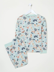 FatFace Blue Aqua Woodland Print Pyjama Set - Image 1 of 5