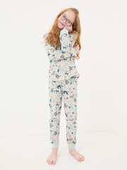FatFace Blue Aqua Woodland Print Pyjama Set - Image 2 of 5