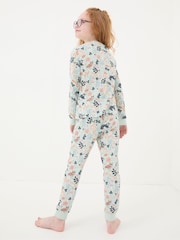 FatFace Blue Aqua Woodland Print Pyjama Set - Image 3 of 5
