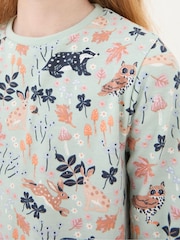 FatFace Blue Aqua Woodland Print Pyjama Set - Image 5 of 5