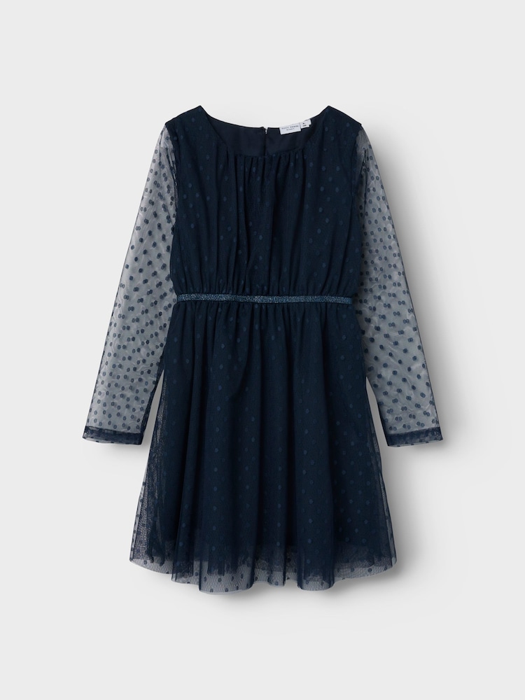 Name It Blue Long Sleeve Dress - Image 2 of 4 Name It Blue Long Sleeve Dress - Image 2 of 4