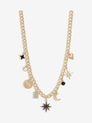 Mood Gold Tone Crystal Celestial Charm Chain Necklace - Image 1 of 4