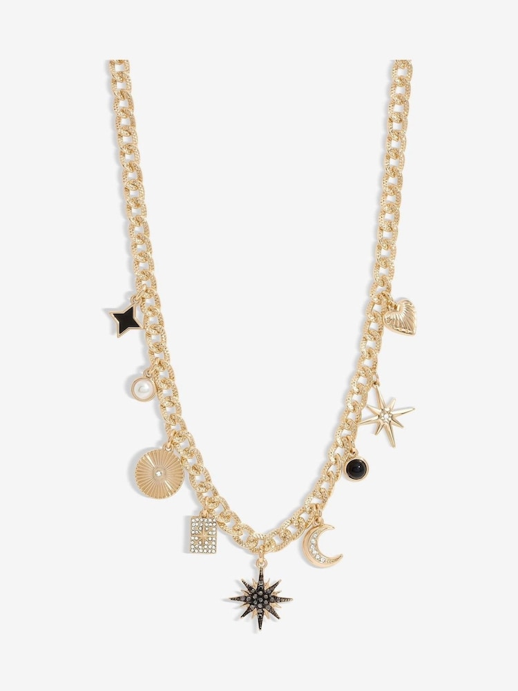 Mood Gold Tone Crystal Celestial Charm Chain Necklace - Image 1 of 4