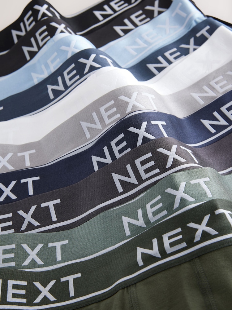 Core Grey/Green 10 pack Cotton Rich Blend Hipsters Boxers - Image 13 of 14