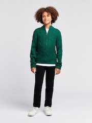 U.S. Polo Assn. Green Boys Cable Knit Funnel Neck Jumper - Image 2 of 7