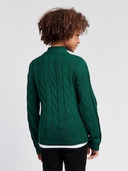 U.S. Polo Assn. Green Boys Cable Knit Funnel Neck Jumper - Image 3 of 7