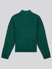 U.S. Polo Assn. Green Boys Cable Knit Funnel Neck Jumper - Image 6 of 7
