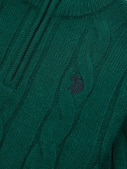 U.S. Polo Assn. Green Boys Cable Knit Funnel Neck Jumper - Image 7 of 7