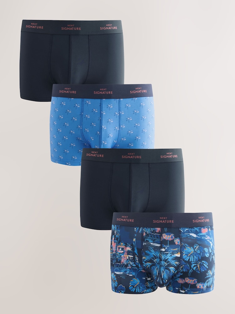 Blue Pink Palm Print Motionflex Signature Hipster Boxers - Image 1 of 8