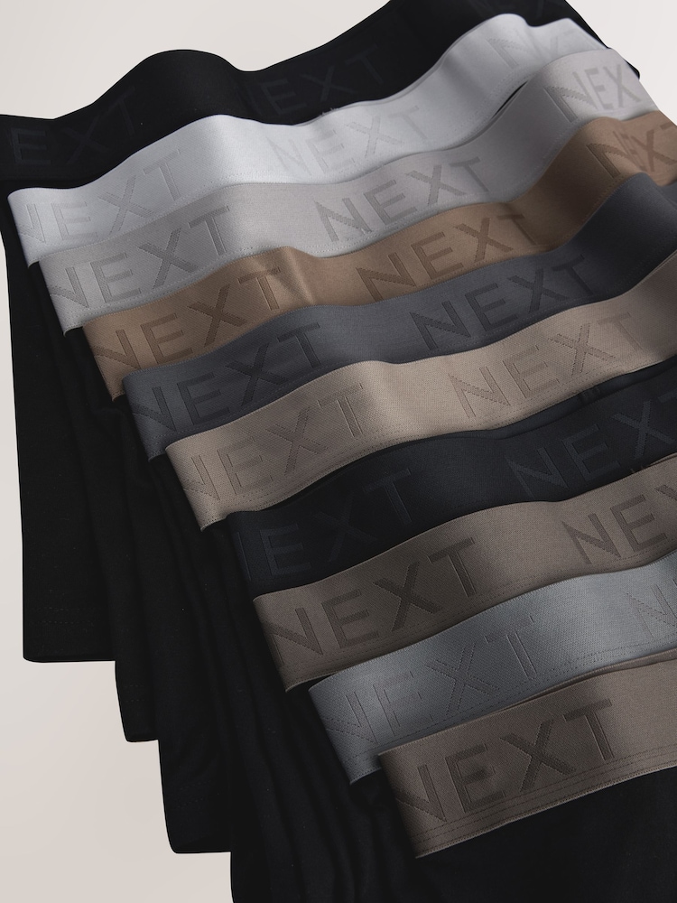 Black Neutral Waistband 10 pack A-Front Boxers - Image 3 of 14